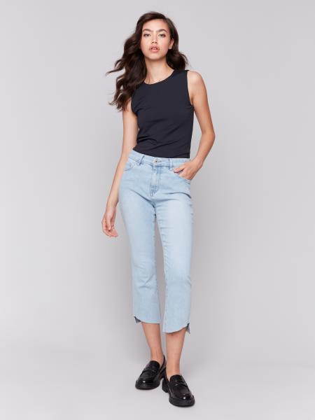 Charlie B Cropped Bootcut Jeans with Asymmetrical Ankle