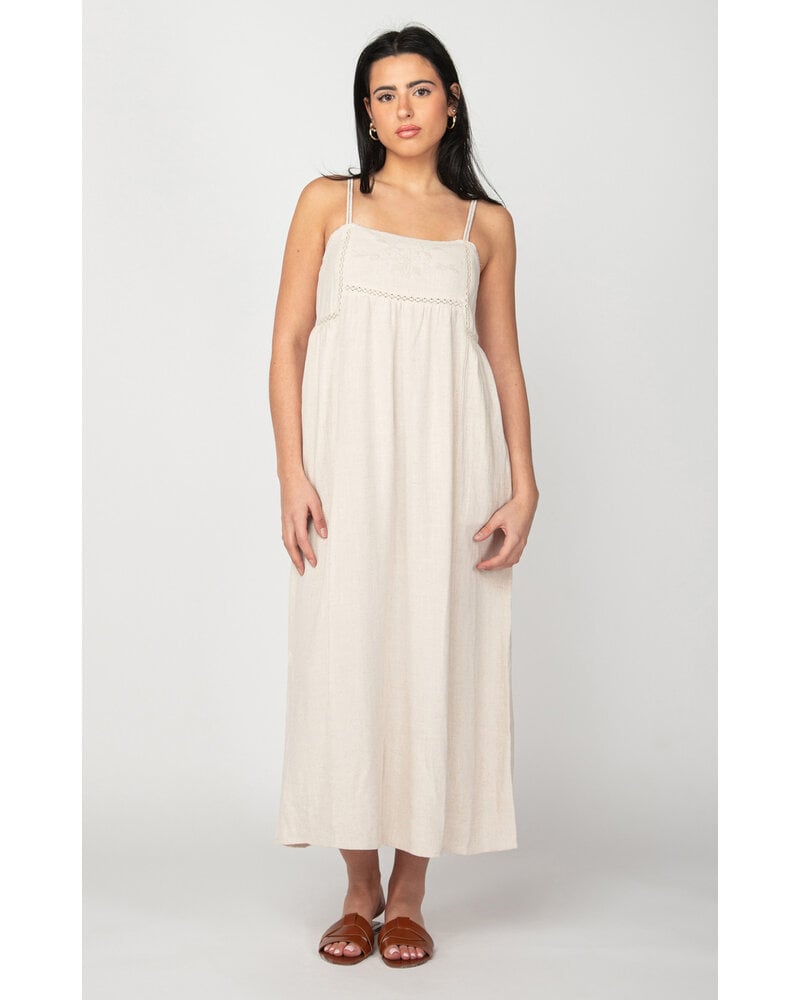 Dex Linen Blend Midi Dress Wheat / S