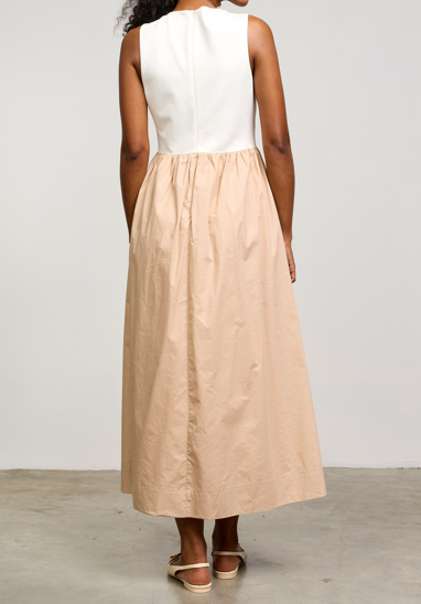 Skies Are Blue Mixed Media Tank Midi Dress