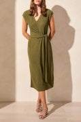 Tribal Short Sleeve Dress with Front Tie