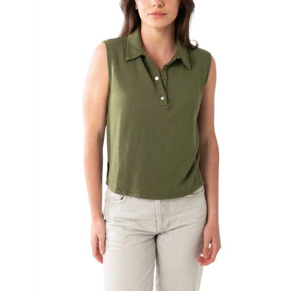 Stateside Softest Fleece Sleeveless Snap Polo