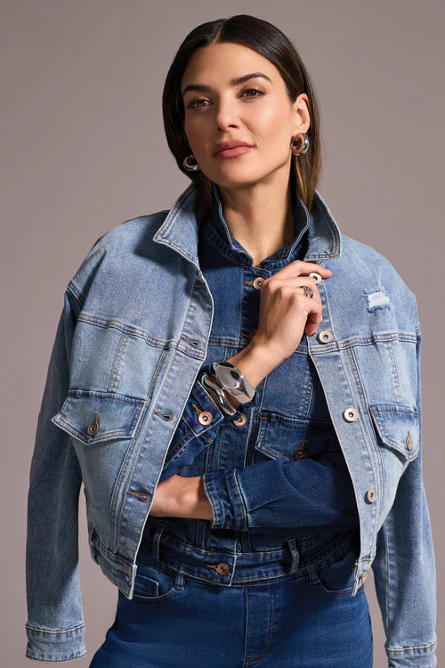 Tribal Classic Jean Jacket with Drop Shoulder Sweater Friendly Sleeves