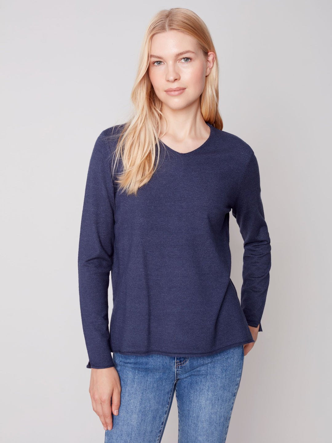 Charlie B Basic Pullover mit V-Ausschnitt