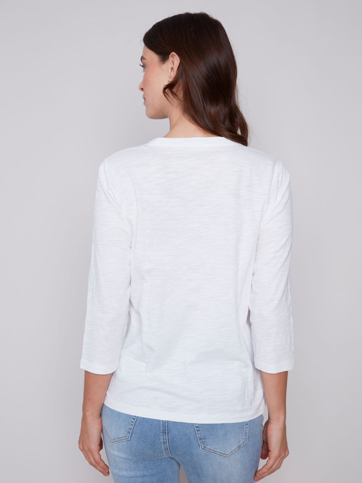 Charlie B 3/4 Sleeve Organic Cotton Knit Top