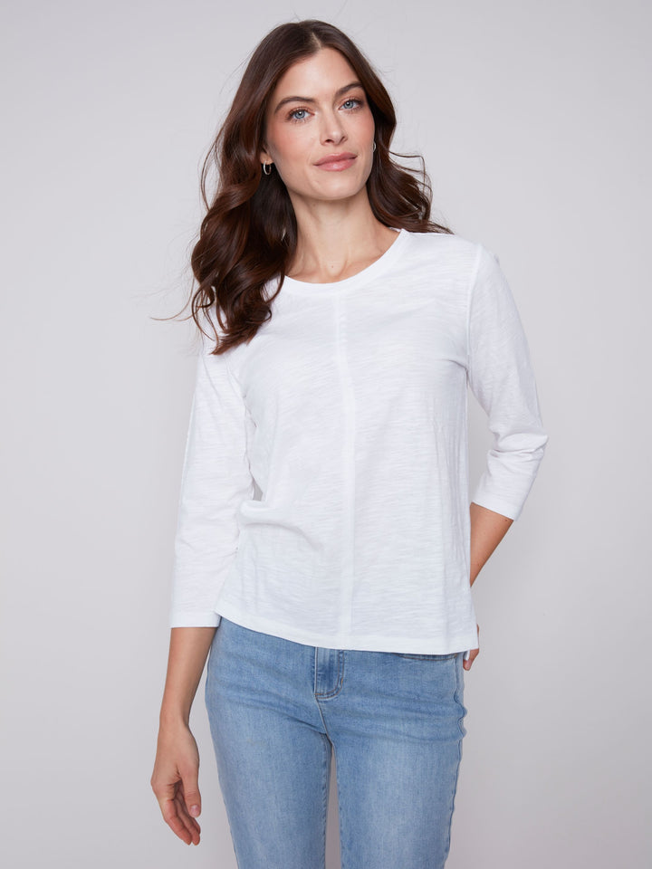 Charlie B 3/4 Sleeve Organic Cotton Knit Top
