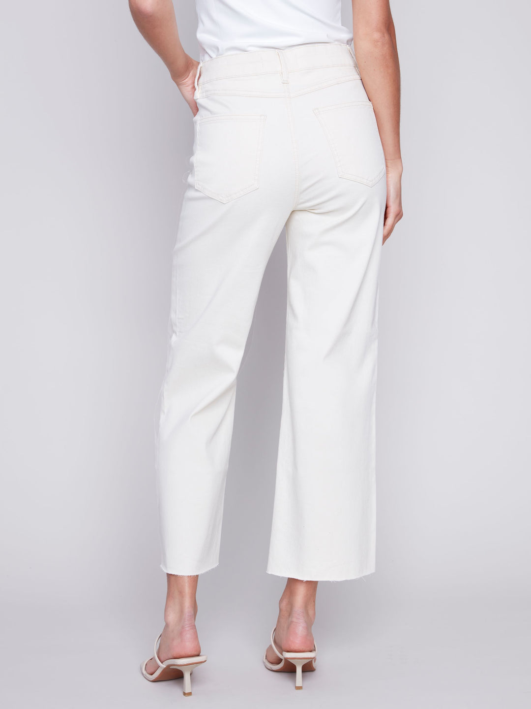 Charlie B Natural Flex Wide Leg Raw Edge Pant