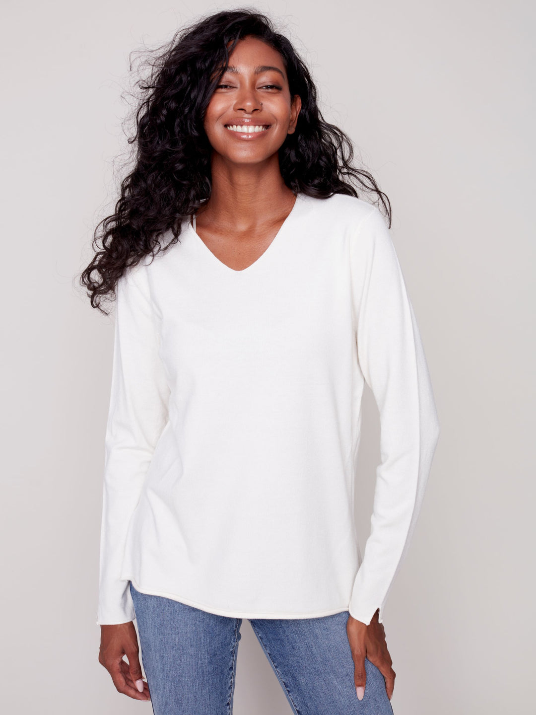 Charlie B Basic Pullover mit V-Ausschnitt