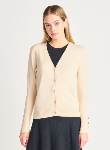 Cardigan noir à bordure ornée de bandes