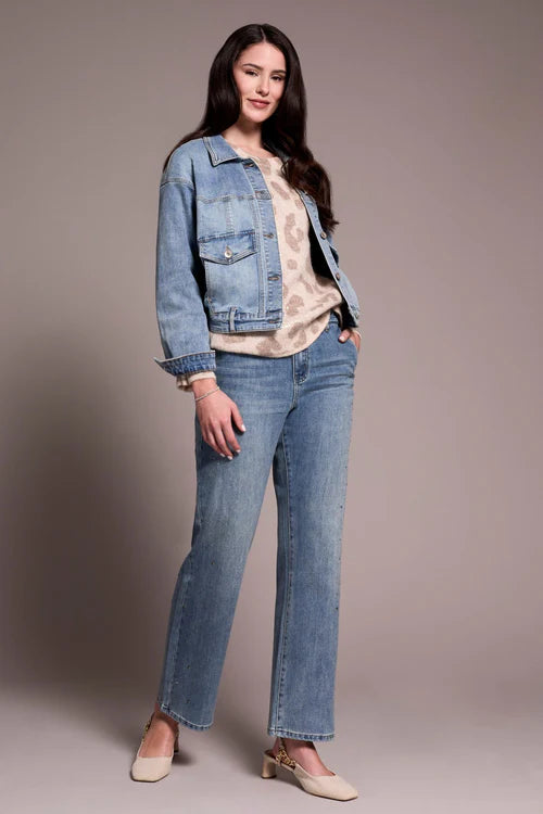 Tribal Classic Jean Jacket with Drop Shoulder Sweater Friendly Sleeves