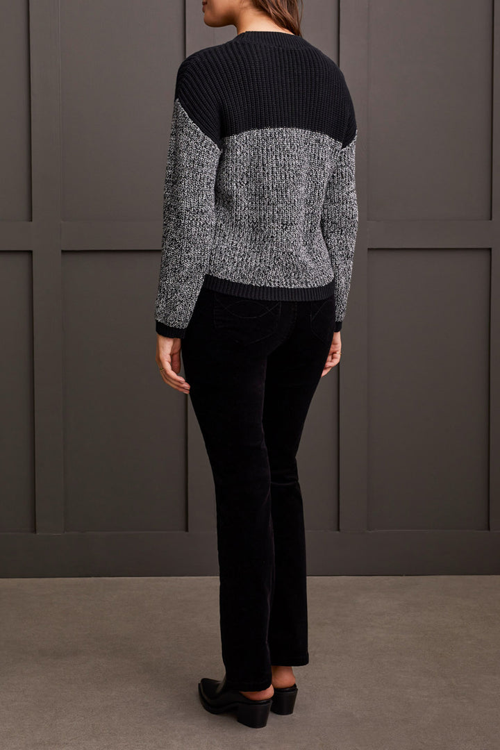 Tribal Long Sleeve Mock Neck Top With Side Slits