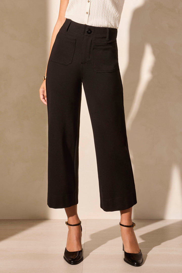 Tribal High Rise Fly Front Capri with Pockets