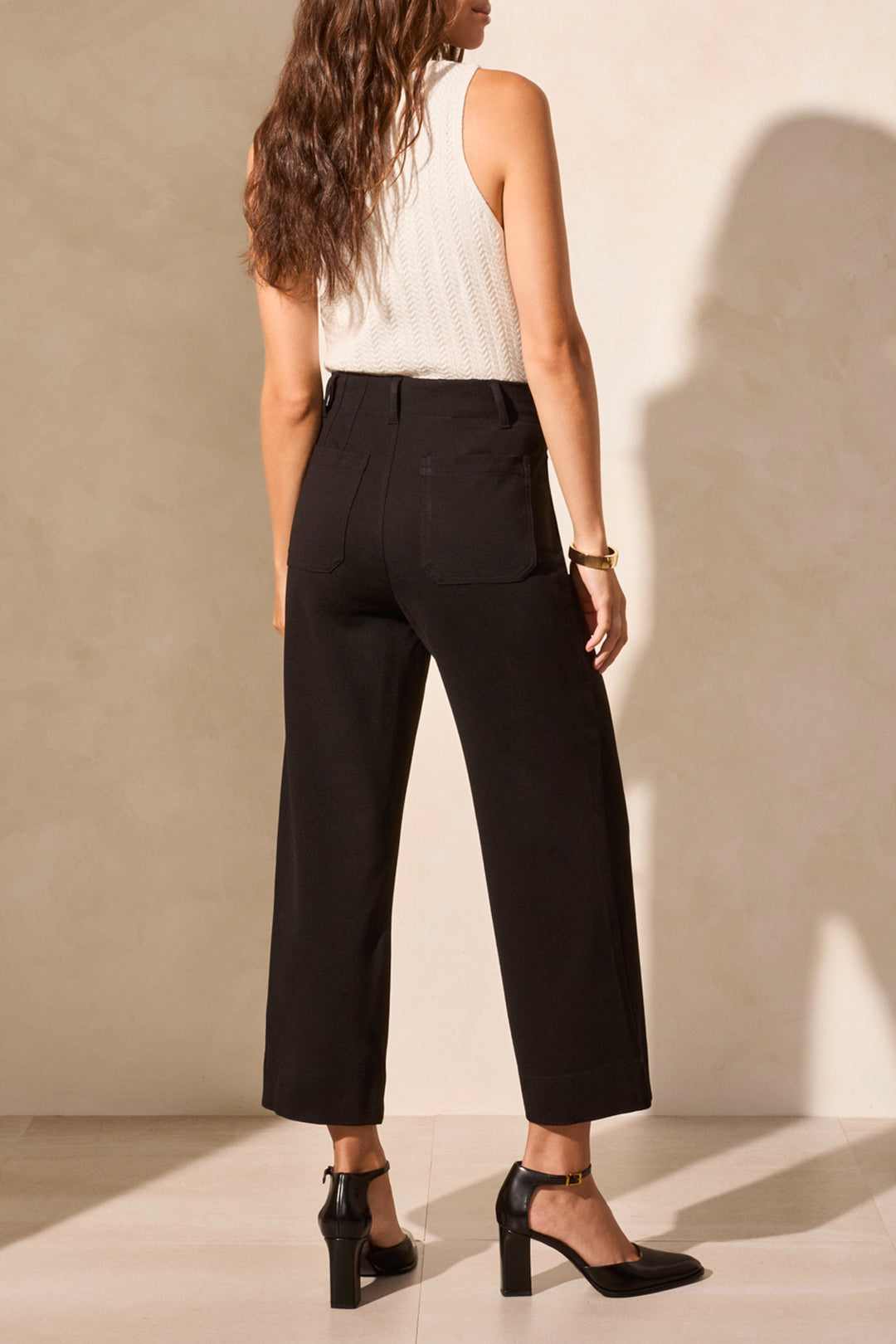 Tribal High Rise Fly Front Capri with Pockets