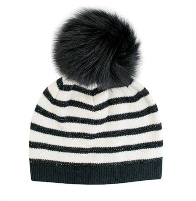 Mitchie's Matchings Striped Beanie With Fox Pom