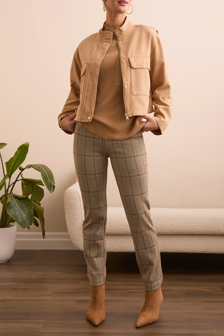 Tribal Long Sleeve Zip Front Jacket with Double Pockets