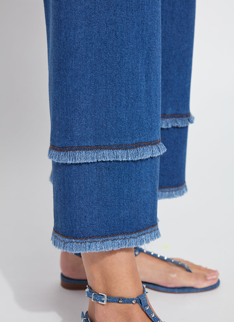 Lysee Fringe High Waisted Wide Leg Crop Denim Jean