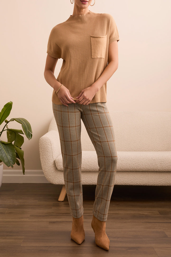 Tribal Short Sleeve Dolman Sweater with Pocket