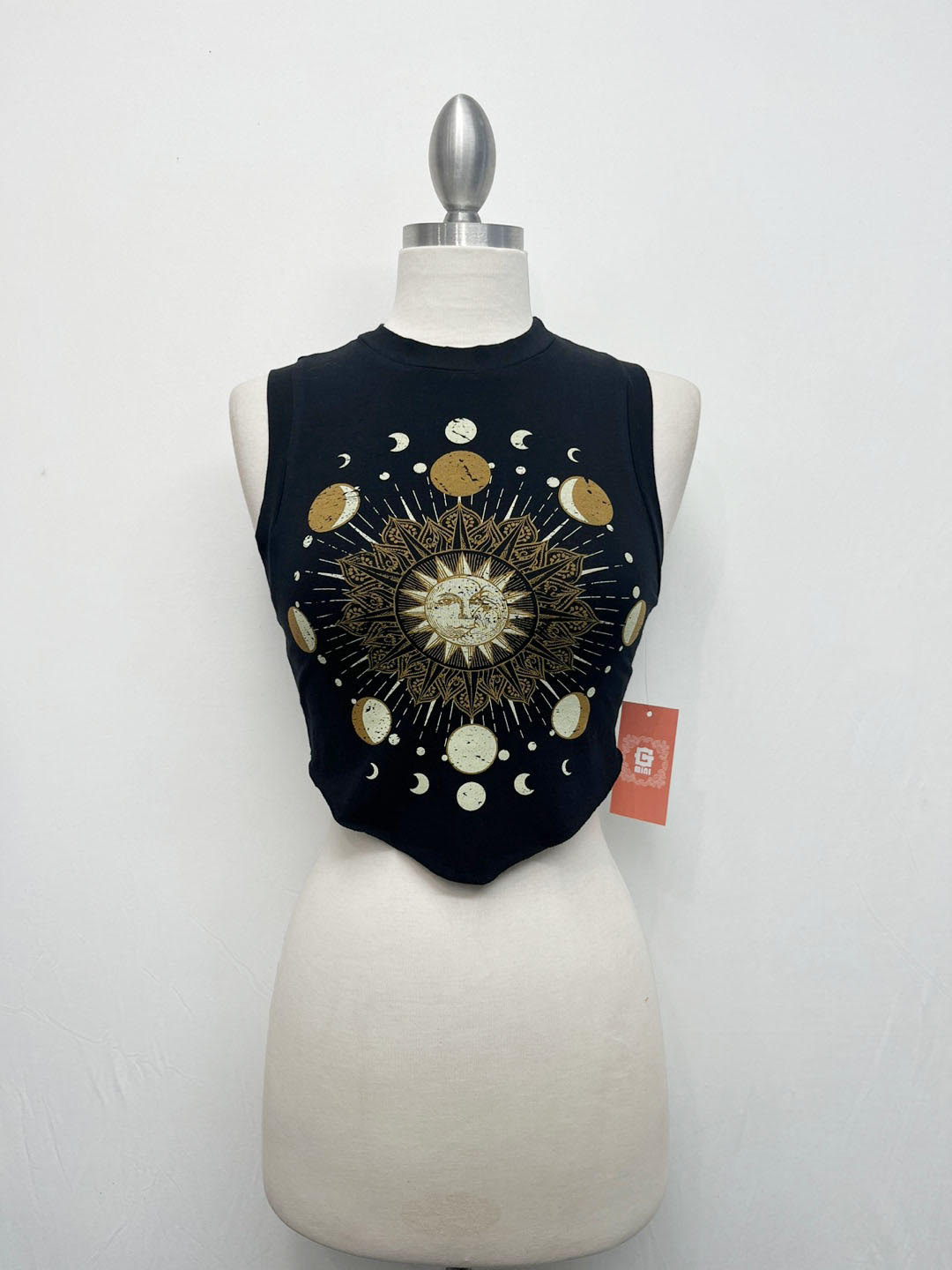 G Mini Sun And Moon Print Sleeveless Top