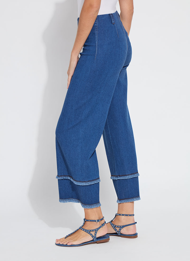 Lysee Fringe High Waisted Wide Leg Crop Denim Jean