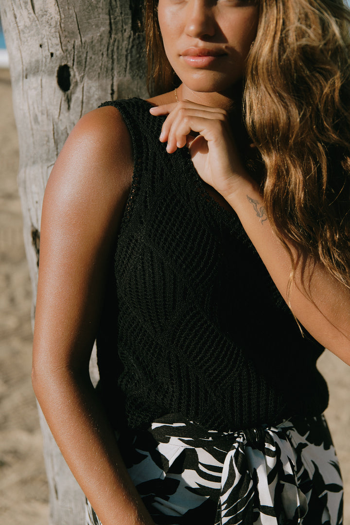 Tribal Crochet Scoop Neck Tank Top- XIX Palms