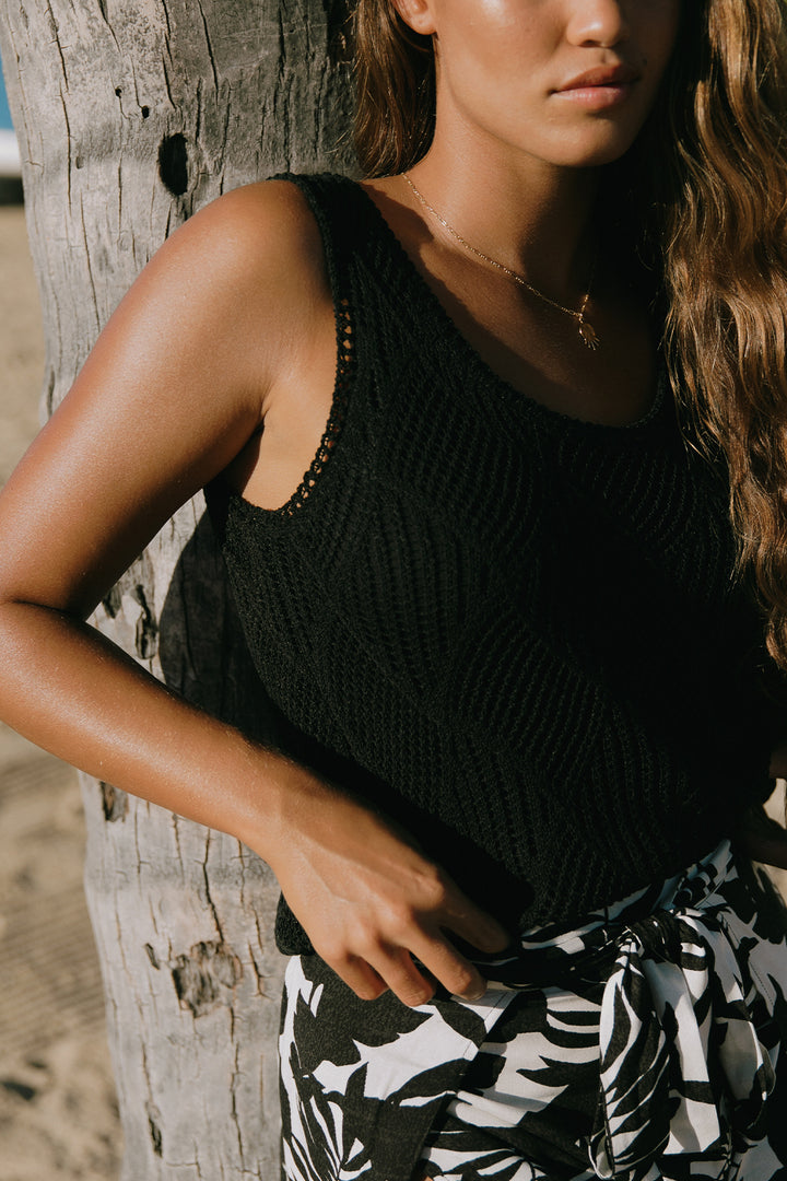 Tribal Crochet Scoop Neck Tank Top- XIX Palms