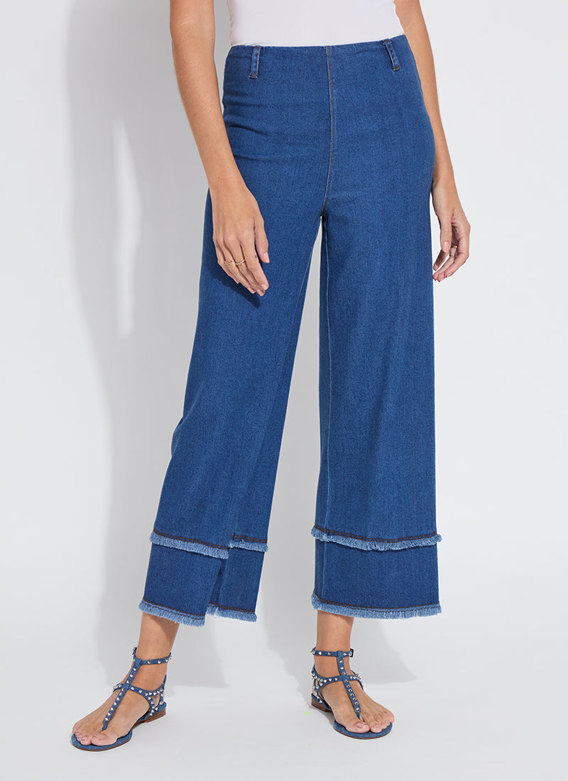 Lysee Fringe High Waisted Wide Leg Crop Denim Jean