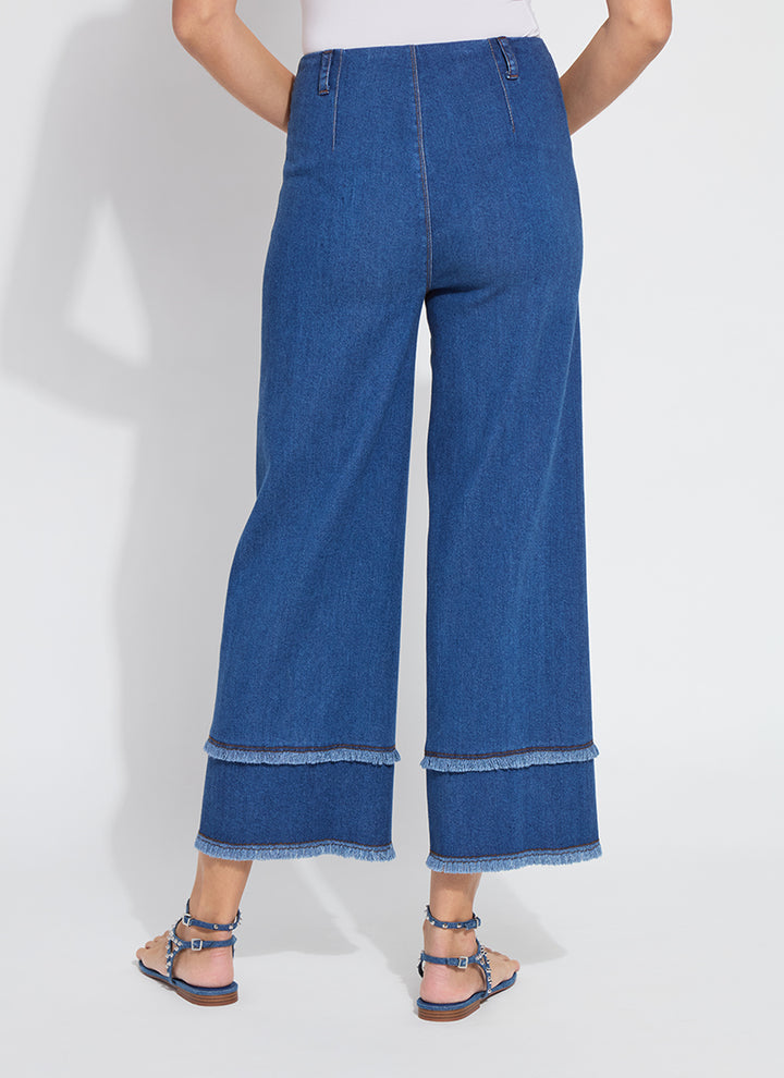 Lysee Fringe High Waisted Wide Leg Crop Denim Jean
