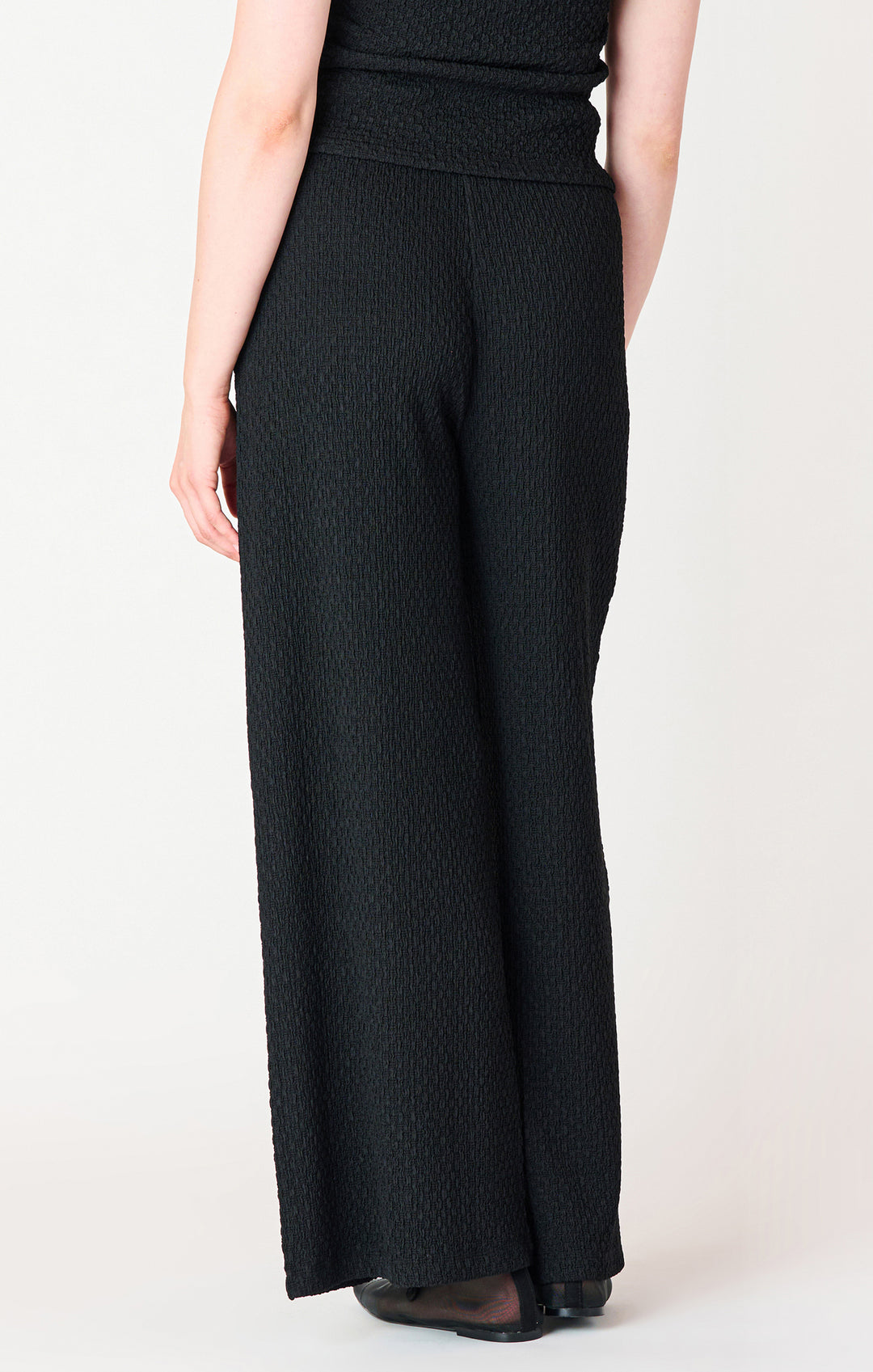 Black Tape Textured Flowy Wide Leg Pant