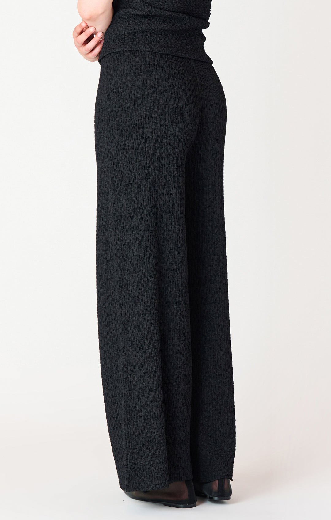 Black Tape Textured Flowy Wide Leg Pant