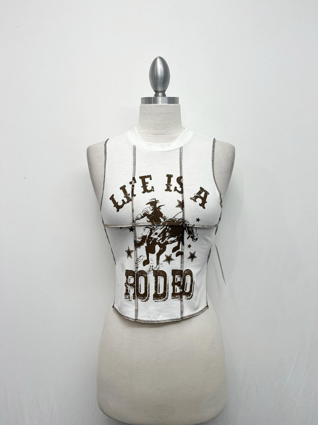 G Mini Life Is A Rodeo Sleeveless Cotton Tee