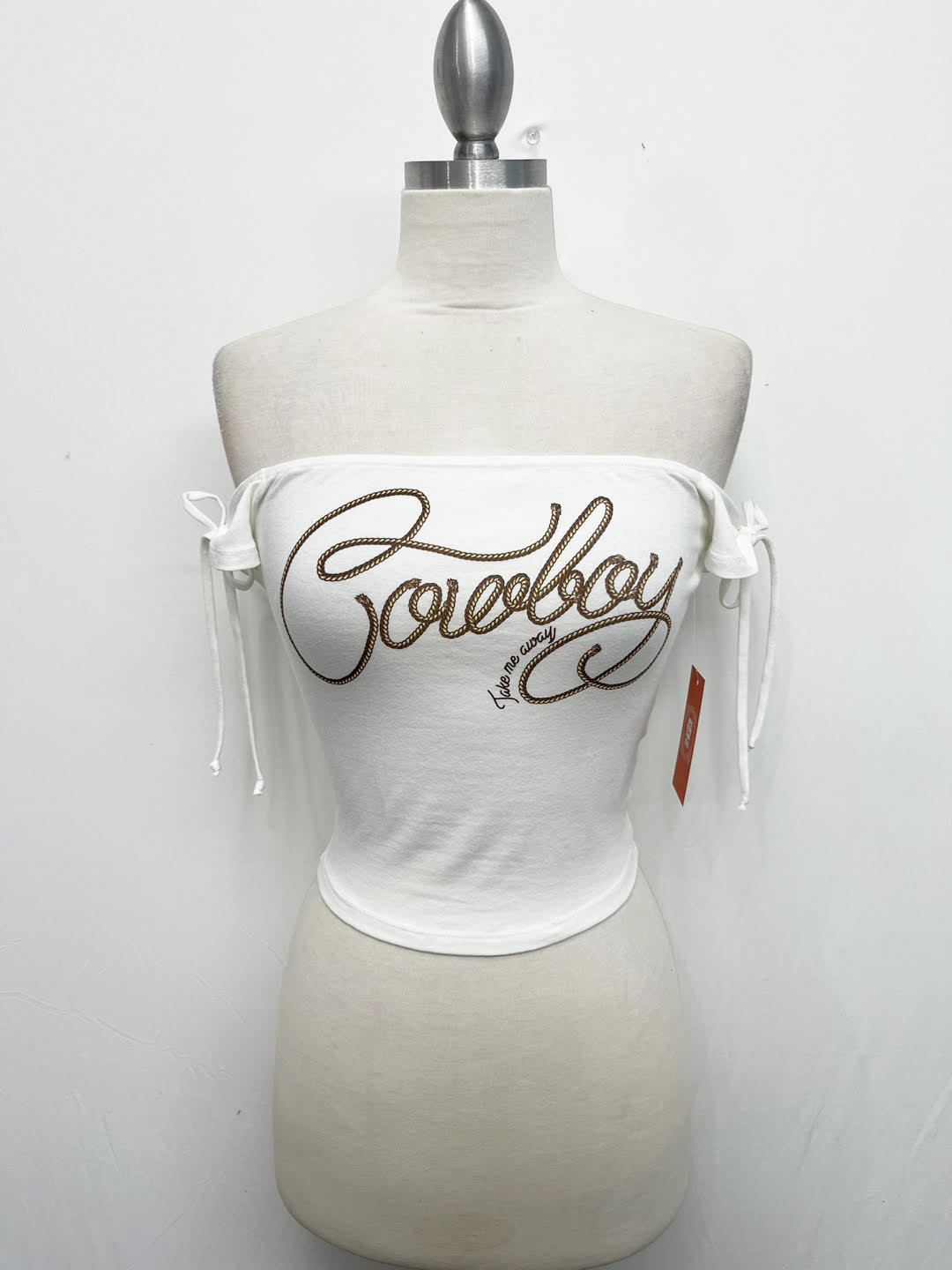 G Mini Off The Shoulder Bow Cowboy Print Top