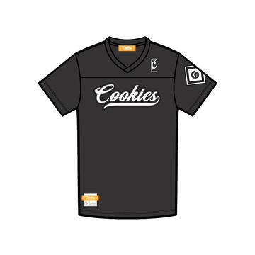 Cookies Pack Talk Cotton Jersey V-Neck S/S Knit W/ Cookies Embroidered Appliqués