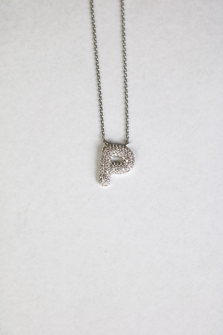 Letter Necklace with Rhinestone