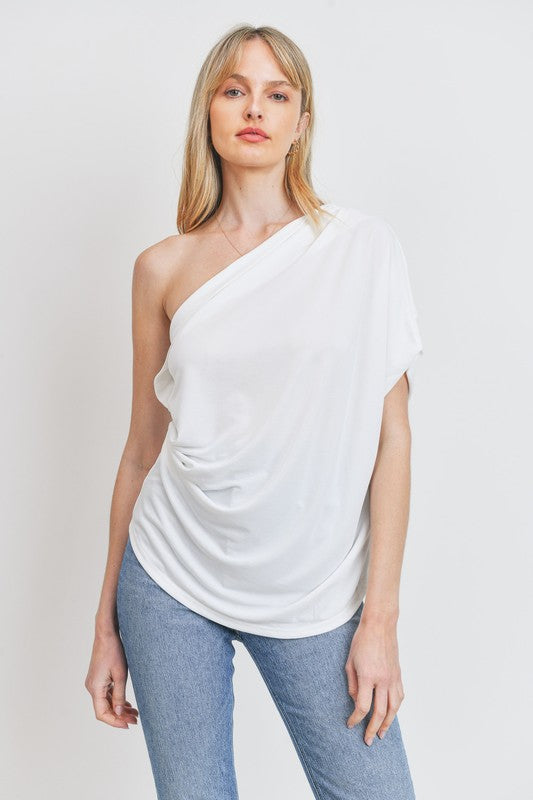 One Shoulder Pleats Top