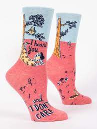 Blue Q I Heard You Don't Care Crew Sock