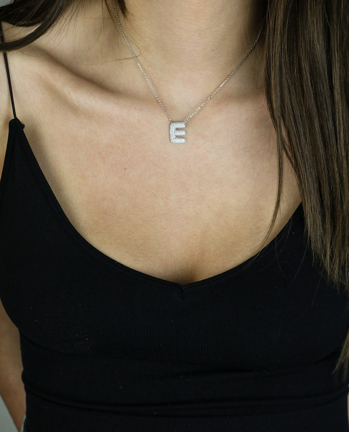 Letter Necklace with Rhinestone