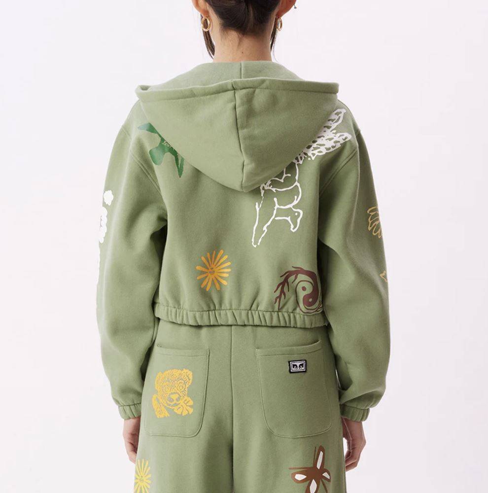 Obey Luke Cropped Zip Up Hoodie