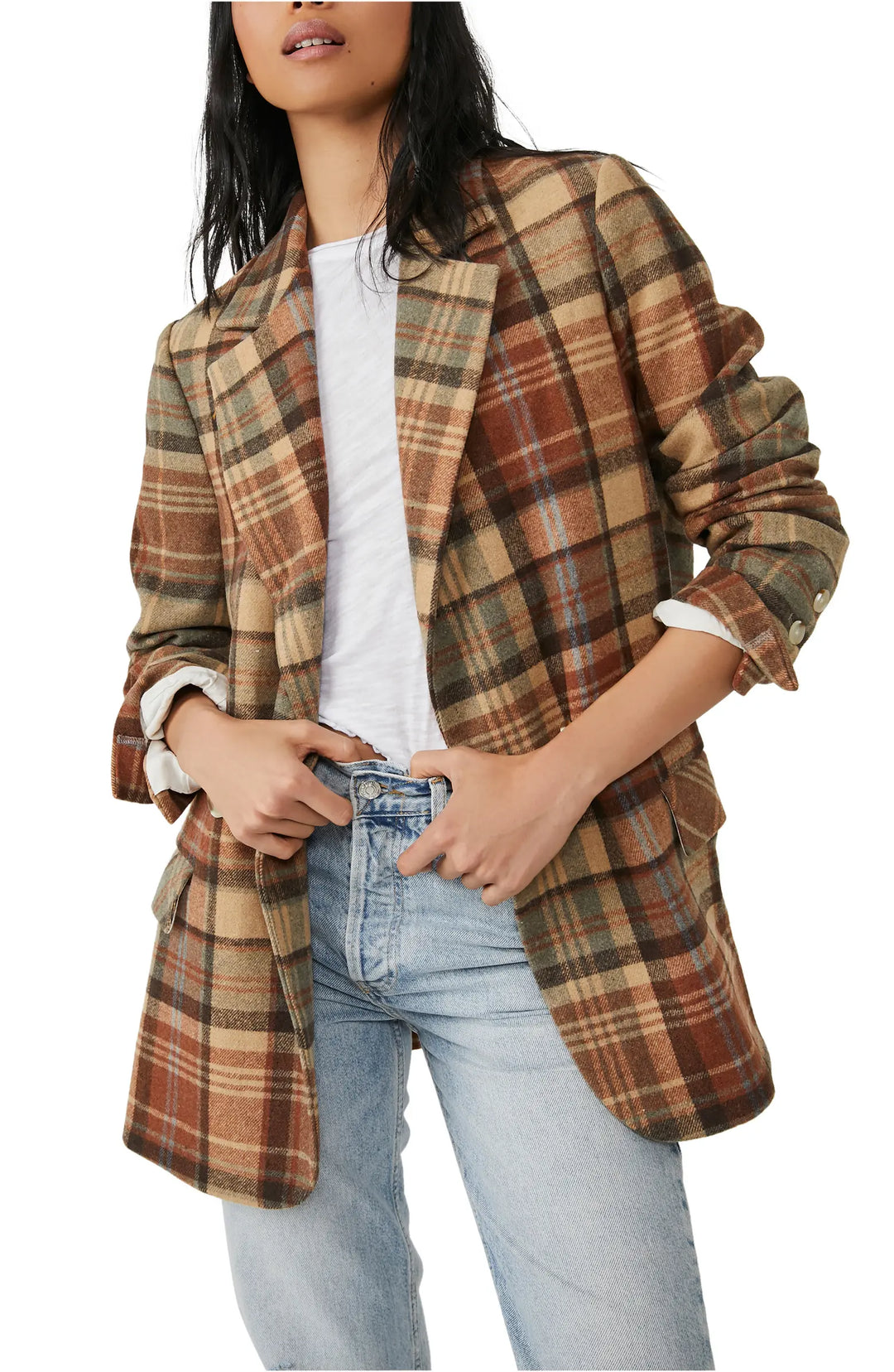 Free People Mari Karierter Blazer