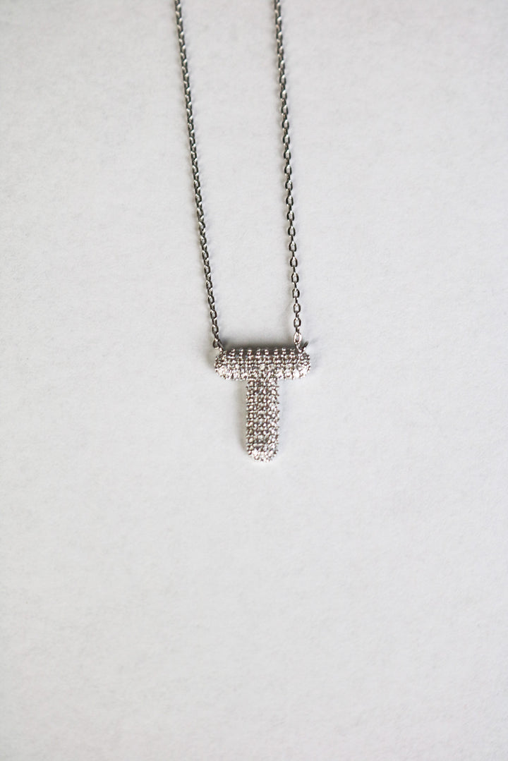 Letter Necklace with Rhinestone