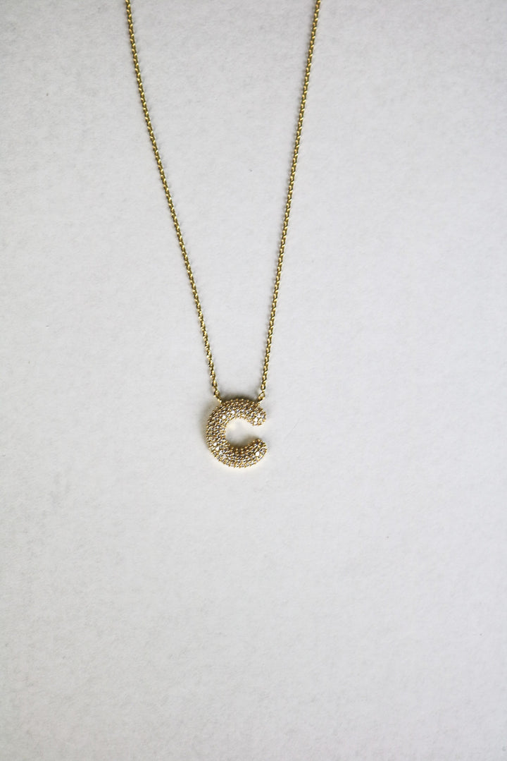 Letter Necklace with Rhinestone