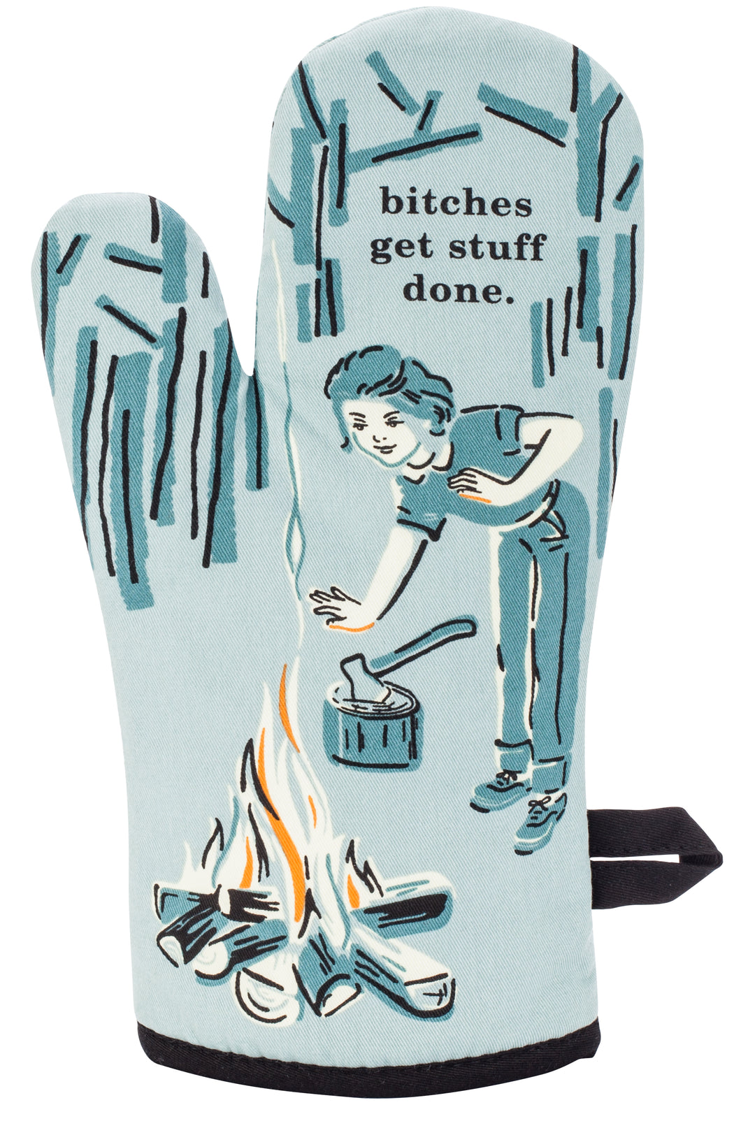 Blue Q Bitches Get Stuff Done Oven Mitt Blue