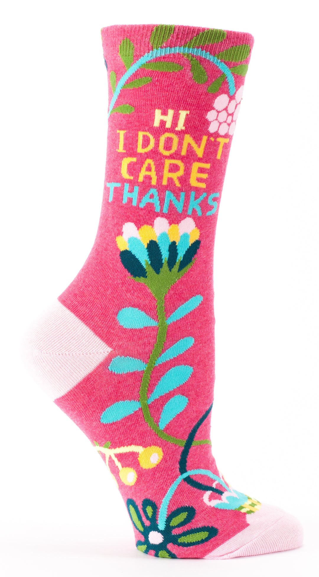 Blue Q Hi. I Don’t Care. Crew Women's Crew Sock