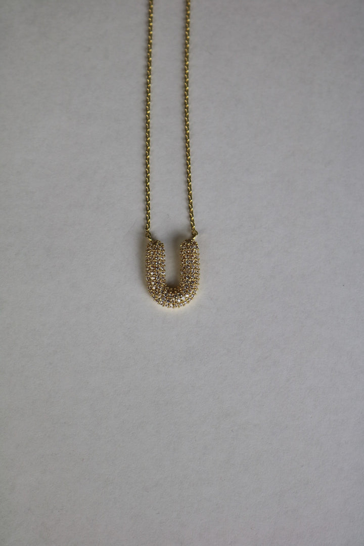 Letter Necklace with Rhinestone