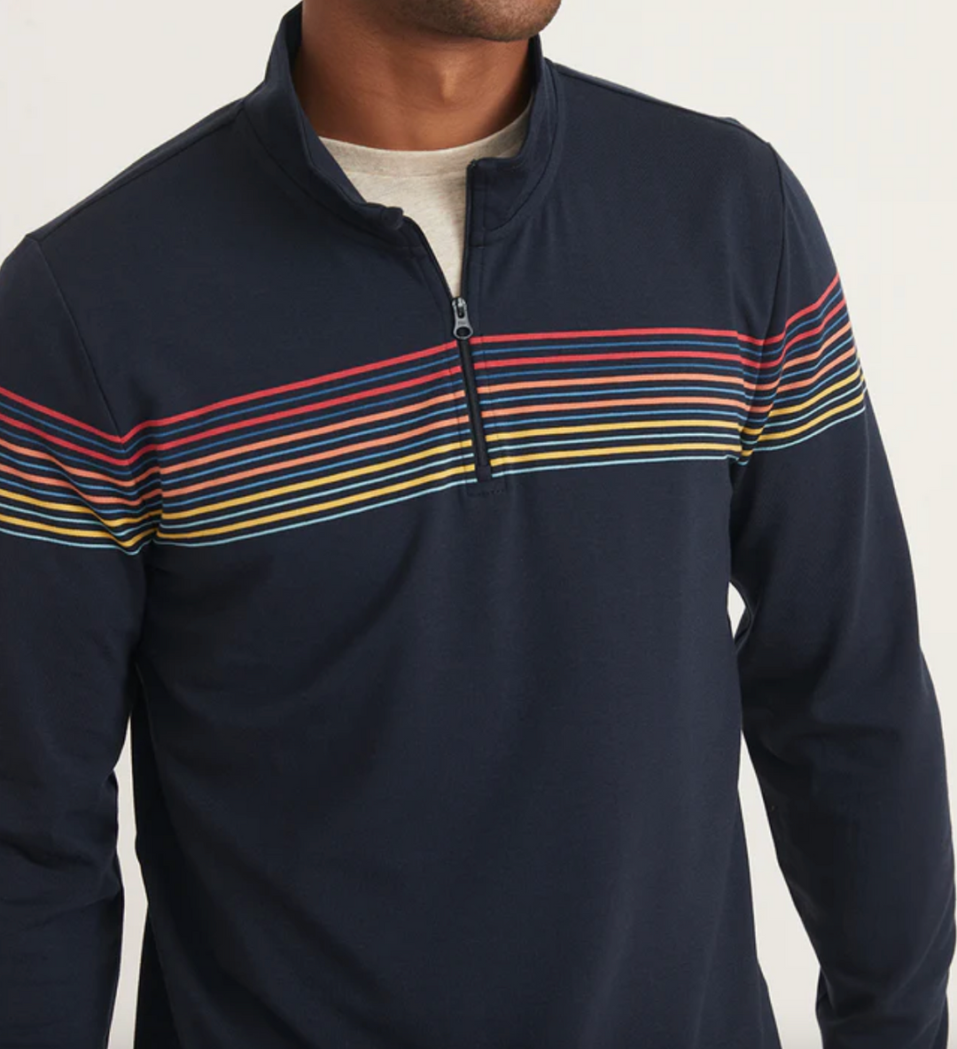 Marine Layer Archive Chest Stripe Quarter Zip