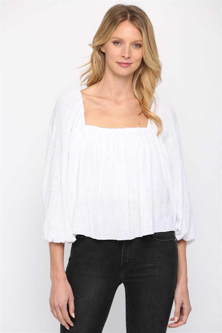 Fate Smocked Open Back Square Neck Top