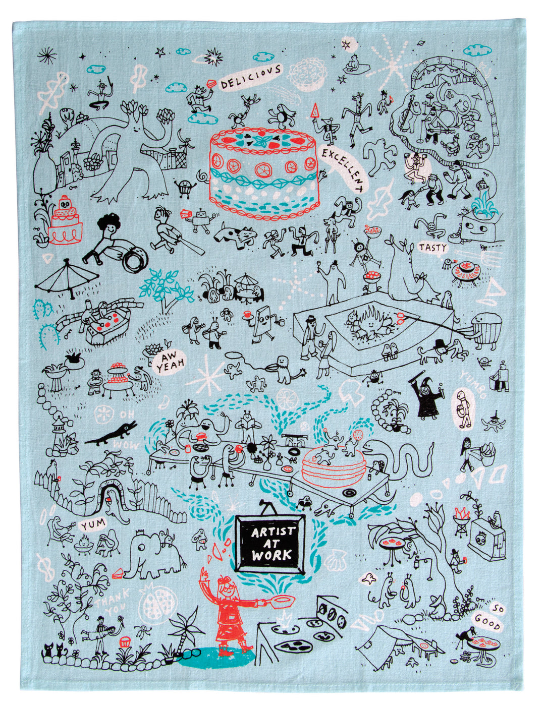 Blue Q  Artist At Work Screen Printed Dish Towel
