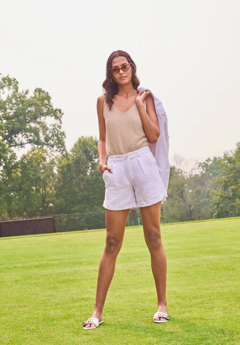 Ecru Sorrento Double Weave Cuffed Short