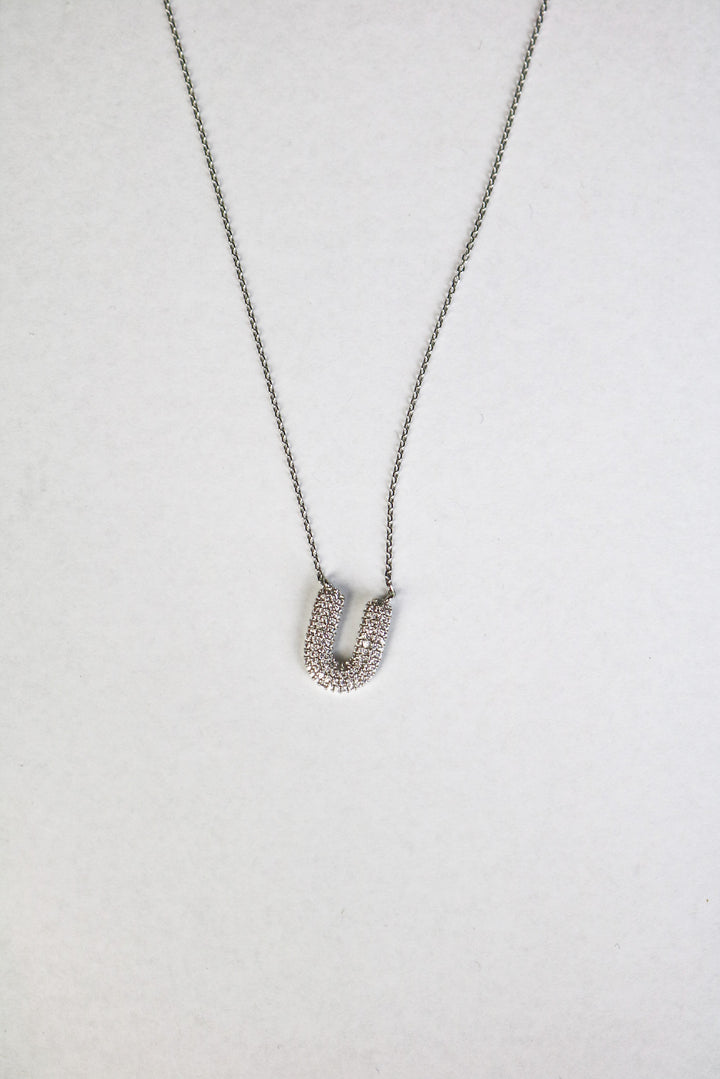 Letter Necklace with Rhinestone