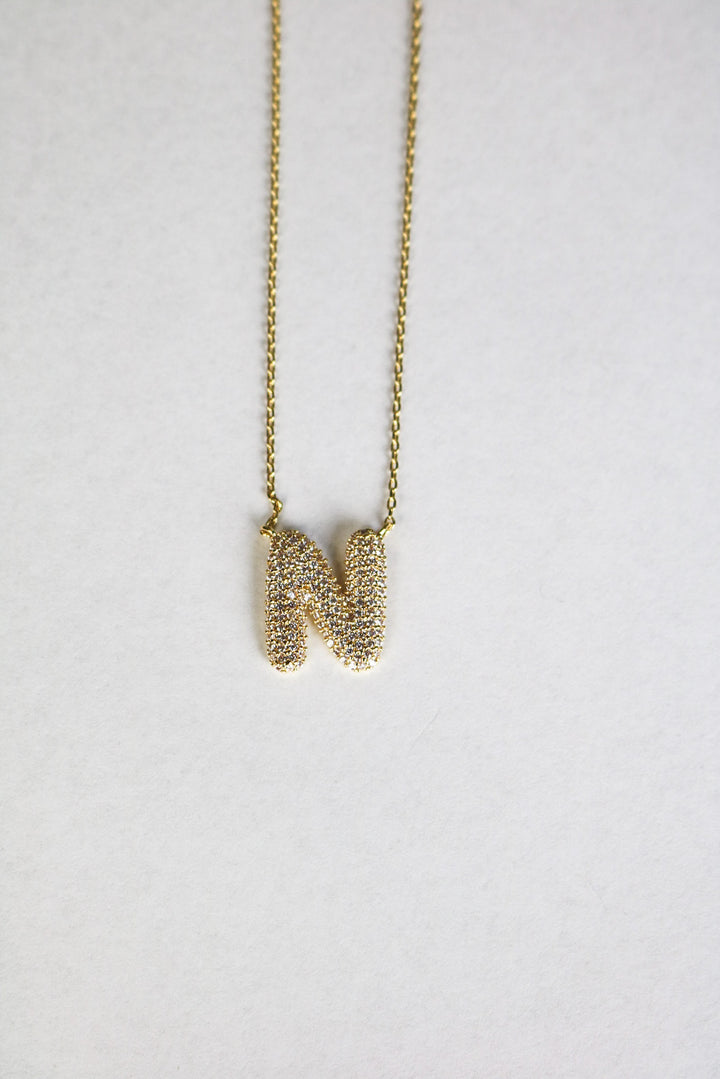 Letter Necklace with Rhinestone
