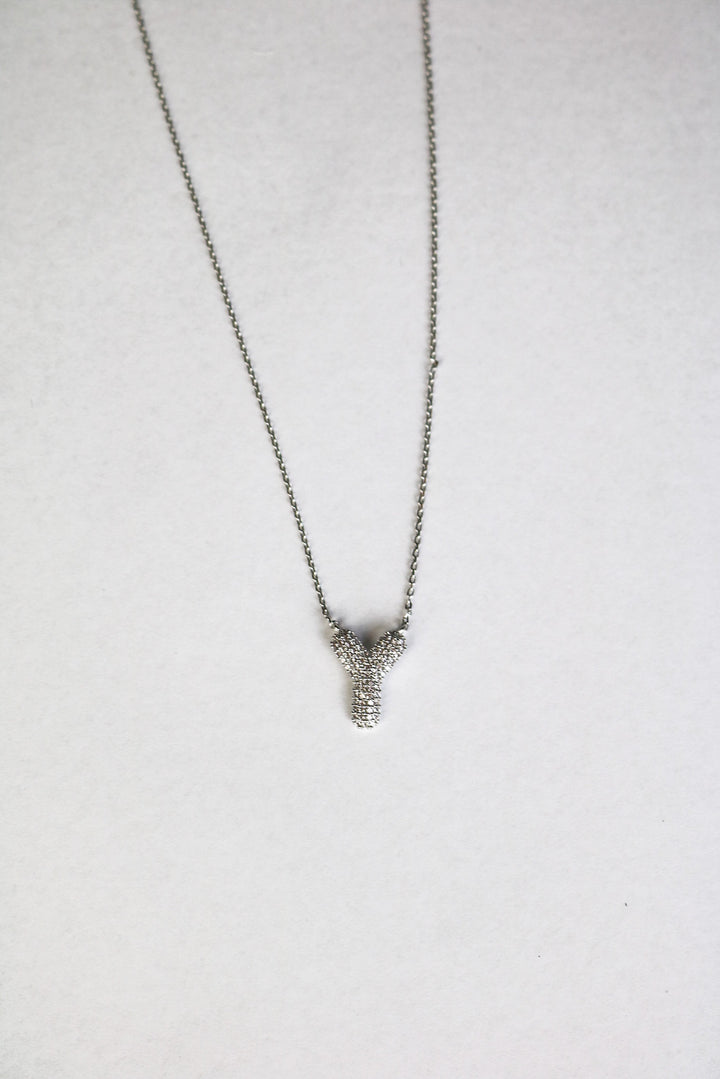 Letter Necklace with Rhinestone