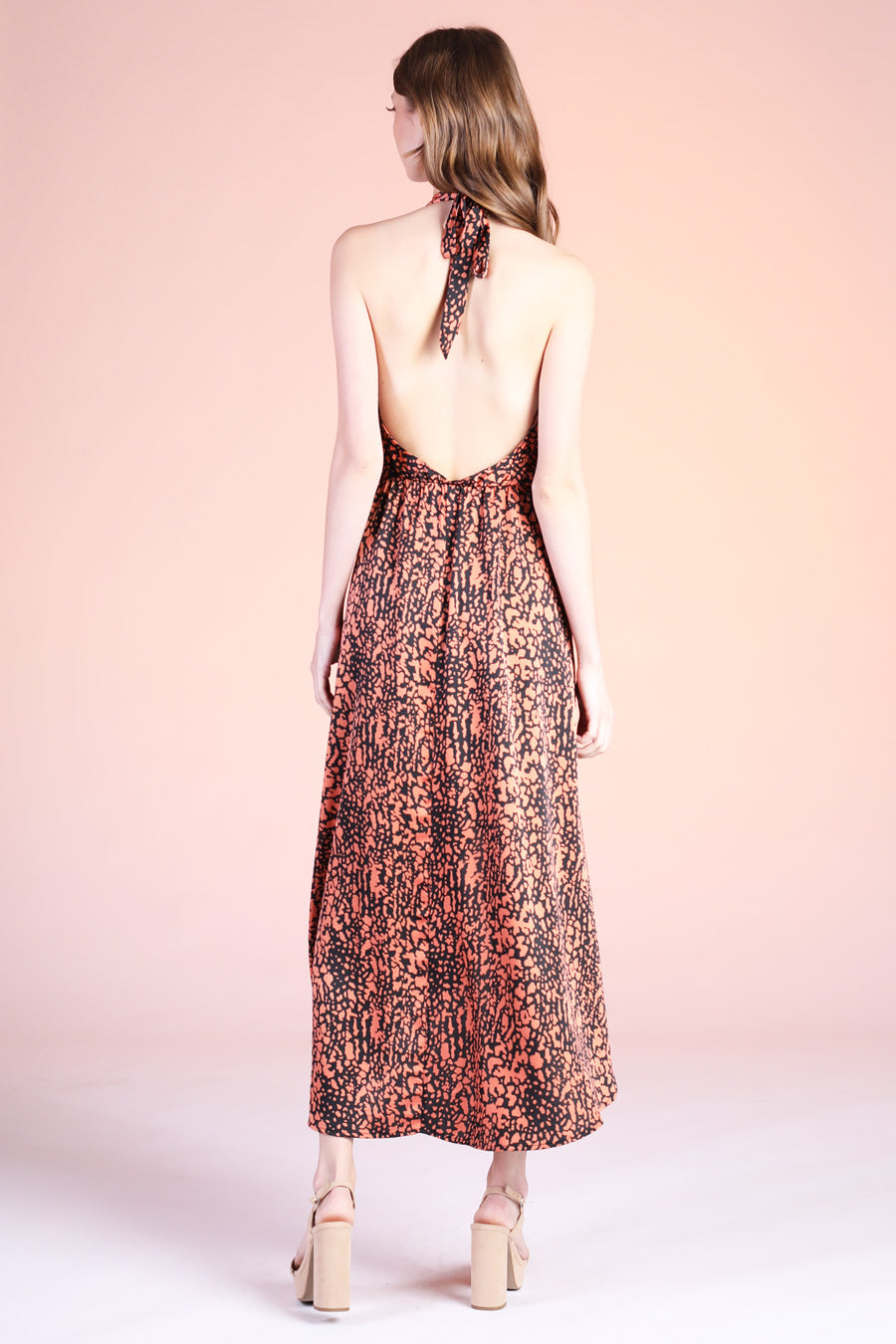 Tyche Mystical Texture Halter Sarong Midi Dress